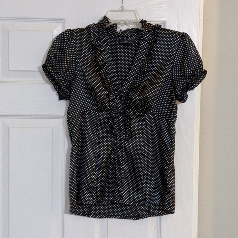 Ruffle Polka Dot Button Up